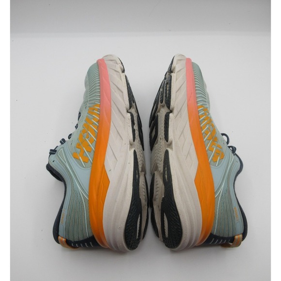 HOKA ONE ONE Shoes Womens Size 8.5 Wide Blue Orange Bondi 7 Running Cushioned - Picture 6 of 14